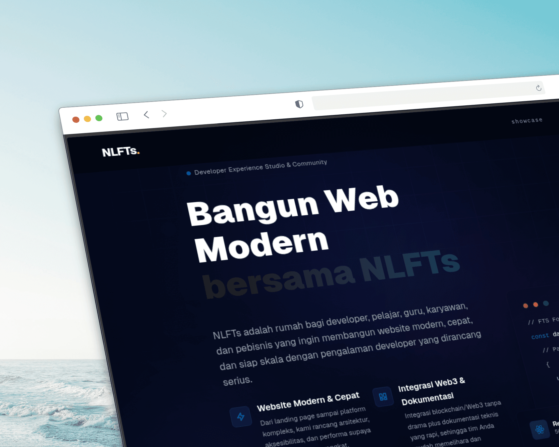 Next.js application dashboard interface
